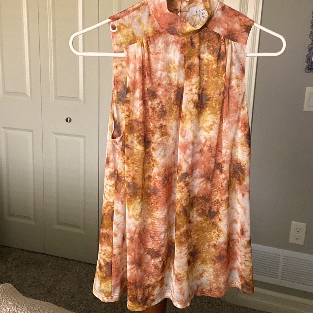 Allison Joy sleeveless high neck top in mix of brown/burnt orange